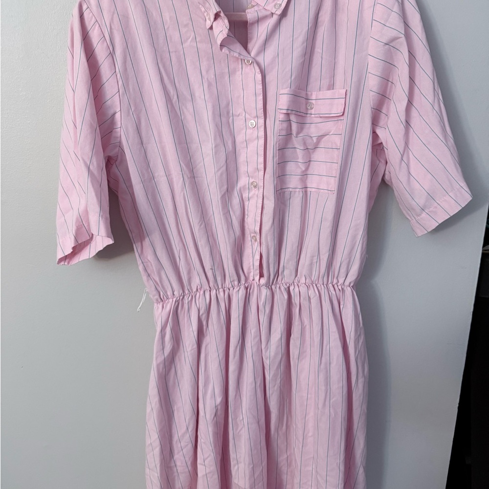 Vintage Cottagecore Hunters Run dress shoulder pads made in USA pink w/ stripes